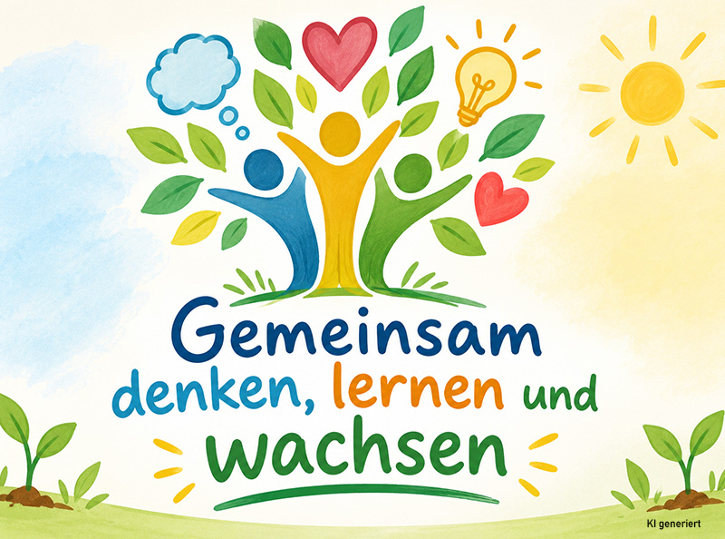 Motto-GS-Heuchling-2026 Ein Junge wartet auf eine Schuleinsteigerin und führt diese in die das Schulgebäude.